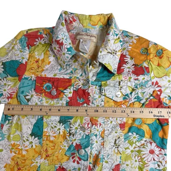 Norm Thompson Vintage Floral Button Down Shirt Women’s S 100% Cotton EUC - Picture 2 of 7